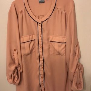 Peach button up dressy shirt. -New York &Company